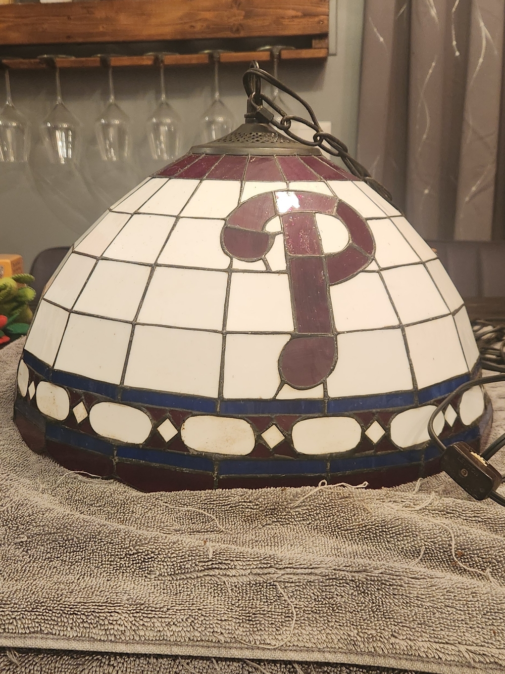 Vintage Tiffany Style Pendant Philadelphia Phillies Bar Lamp